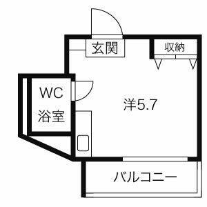 ヴィヴレコート(ワンルーム/2階)の間取り写真