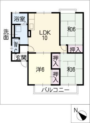 セジュール白峯 B棟(3LDK/2階)の間取り写真