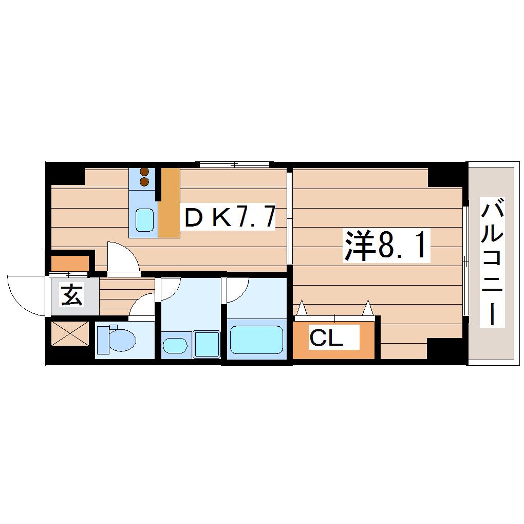 ボヌール・エスト(1LDK/7階)の間取り写真