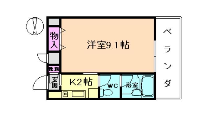 ソレーユ青山(1K/1階)の間取り写真