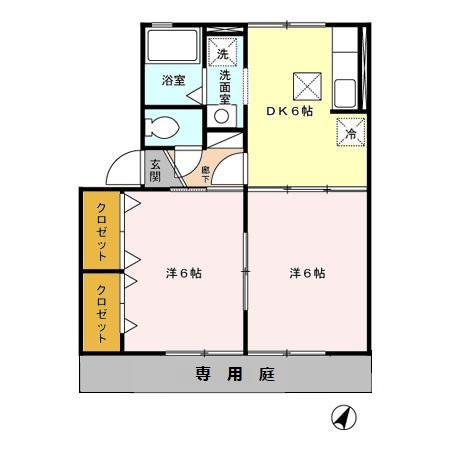 パトリ川上(2DK/1階)の間取り写真