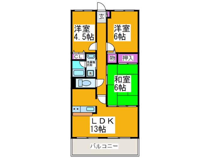 ボンソワール深井(3LDK/3階)の間取り写真