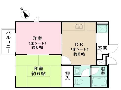 ウィング・テン(2DK/2階)の間取り写真