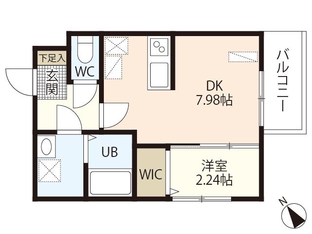 MOVE庚午北弐番館(1DK/2階)の間取り写真