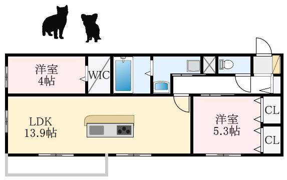 LAZO TERRACE(2LDK/1階)の間取り写真