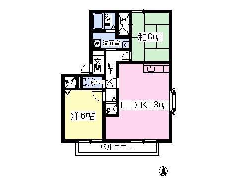 グレイスロイヤルS(2LDK/1階)の間取り写真