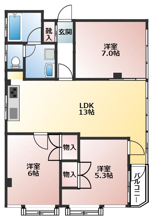 フレア443(3LDK/5階)の間取り写真