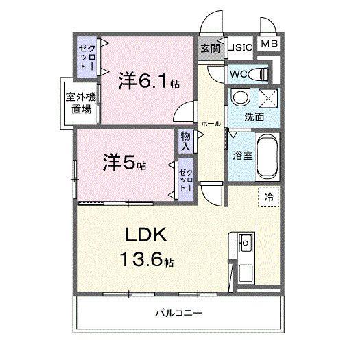 ヴィオラ住吉ノ杜(2LDK/2階)の間取り写真