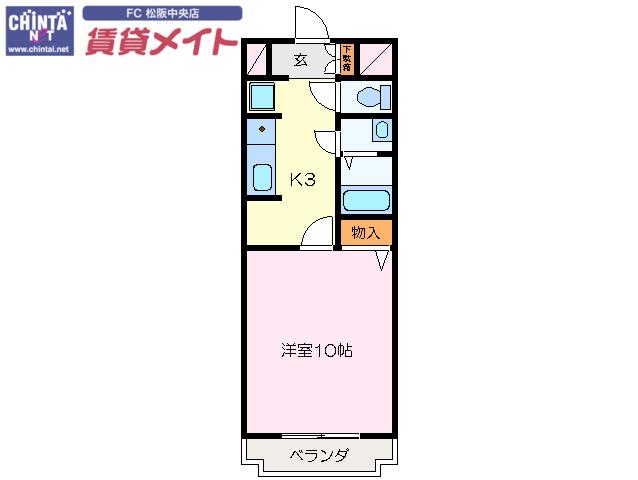 ハイタウン久保(1DK/1階)の間取り写真