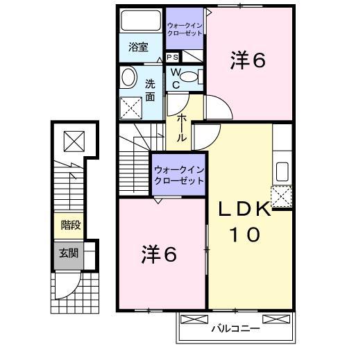 ピュアファースト菊池B(2LDK/2階)の間取り写真