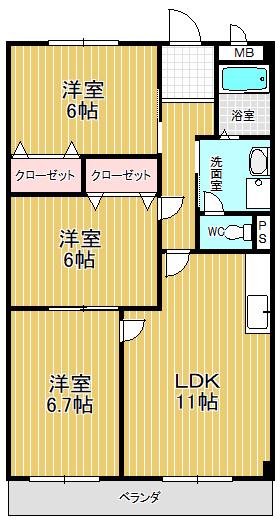 アチーブメント・S・T(3LDK/2階)の間取り写真
