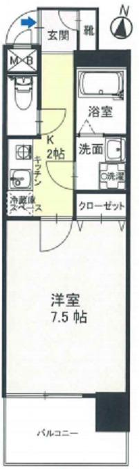 ブラン靭公園(ワンルーム/9階)の間取り写真
