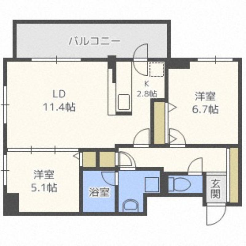 レジディア円山北5条(2LDK/10階)の間取り写真
