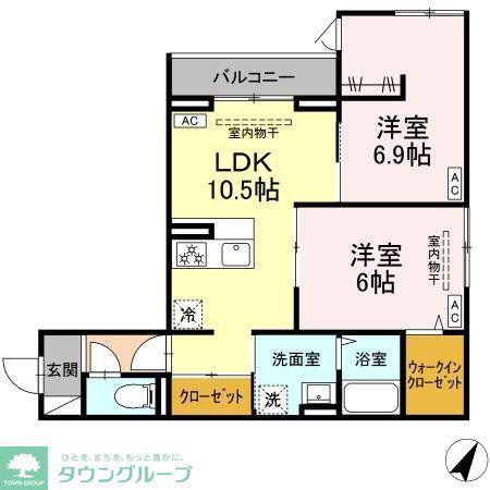 トゥトゥアジュール(2LDK/2階)の間取り写真