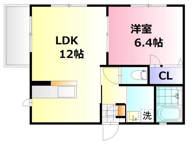 ハイマート(1LDK/1階)の間取り写真