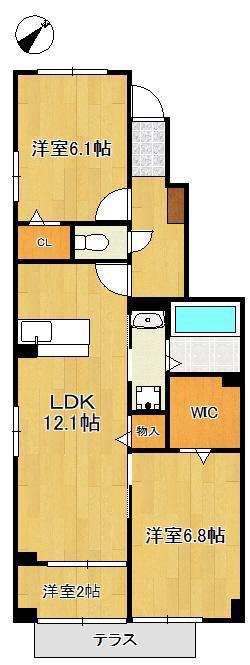 ロータス水巻2(2LDK/1階)の間取り写真
