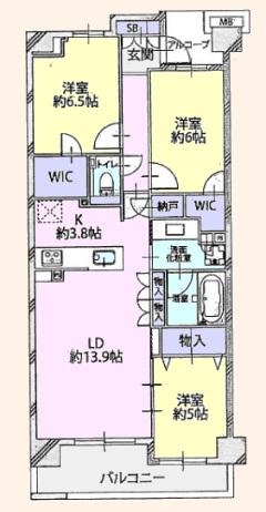 プラウド桜新町(3LDK/2階)の間取り写真