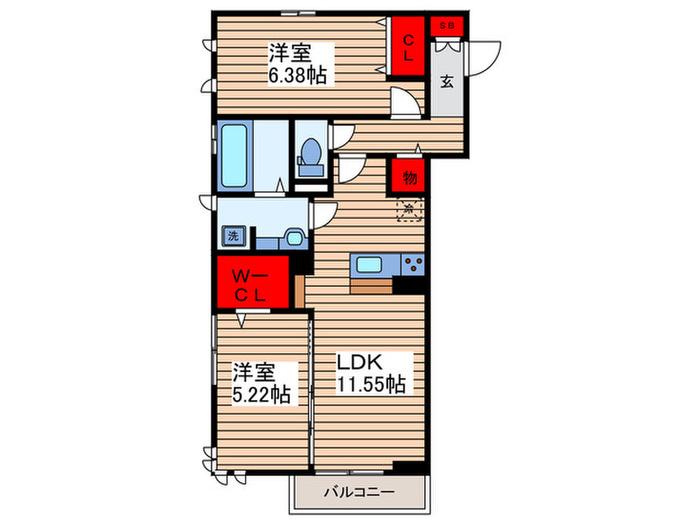 シュペリュール(2LDK/3階)の間取り写真