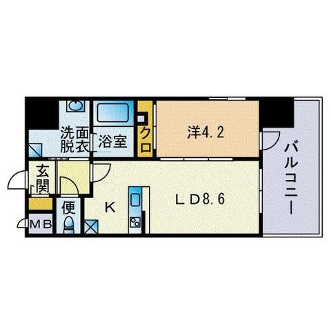 ベネフィス博多南グランスウィート(1LDK/4階)の間取り写真