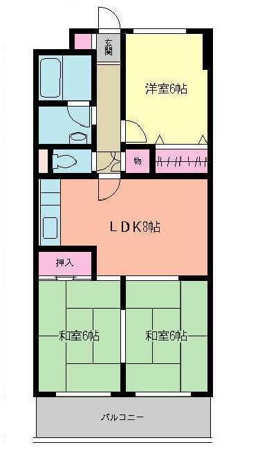ロイヤルサルーン真鶴(3LDK/3階)の間取り写真