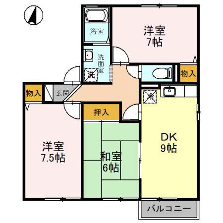 ホワイトハイツ白樺(3DK/1階)の間取り写真