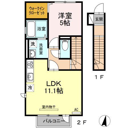 ロイヤルヴィラ・マロ(1LDK/2階)の間取り写真