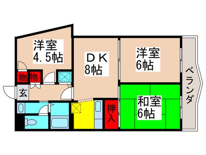 カザリヤマンションA(3DK/4階)の間取り写真