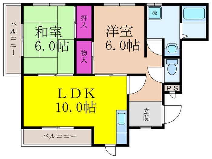 リバリティHIMURO(2LDK/3階)の間取り写真