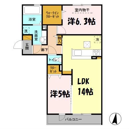 ロイジェントパークス レイクタウン III A(2LDK/3階)の間取り写真