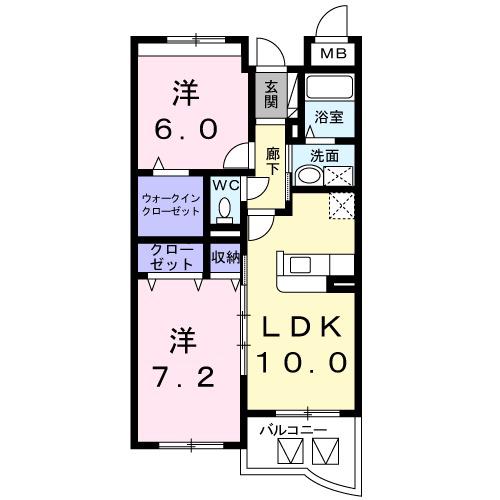 マンショングレイスエレガント(2LDK/3階)の間取り写真