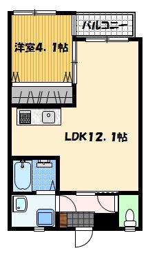 ガーデン桜坂(1LDK/3階)の間取り写真