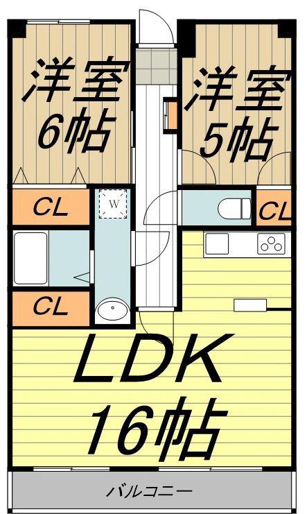 メゾングローリー(2LDK/1階)の間取り写真