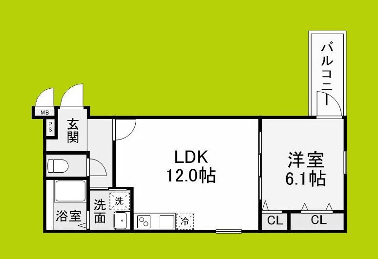 フジパレス戸伏(1LDK/2階)の間取り写真