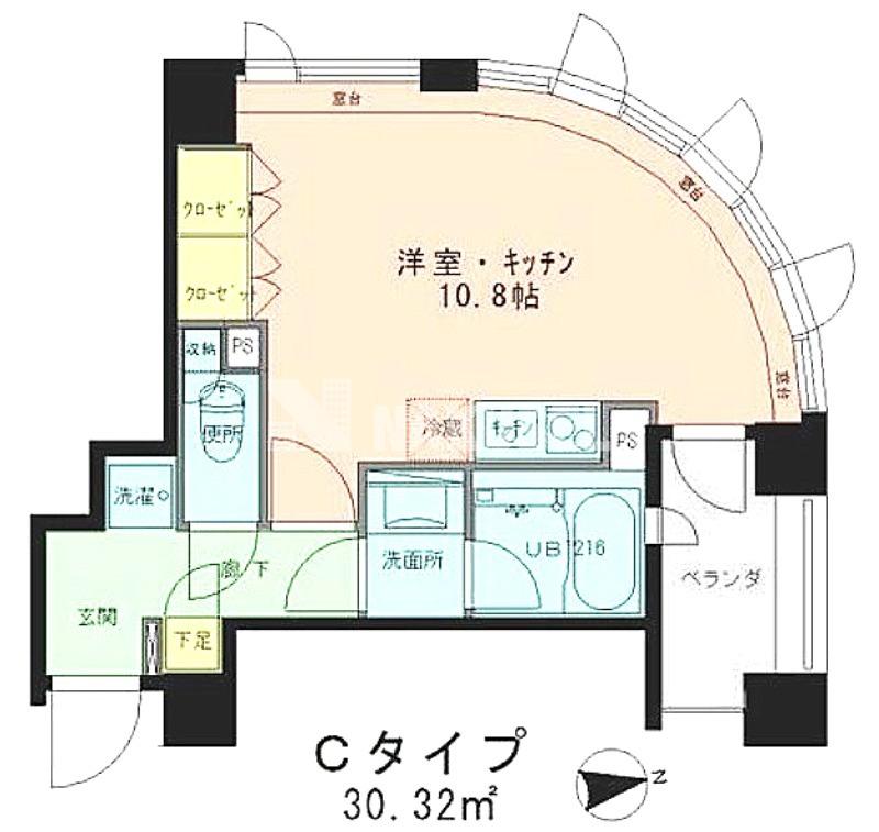 ラフィネジュ学芸大学(ワンルーム/4階)の間取り写真