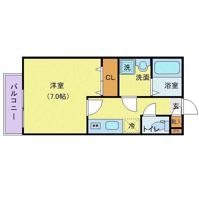 ジーメゾン埼玉本郷町プリミア(1K/2階)の間取り写真