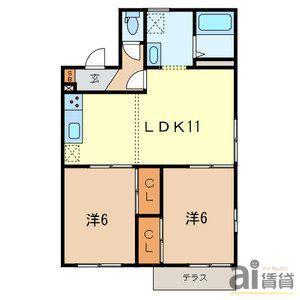 オークヒル(2LDK/1階)の間取り写真