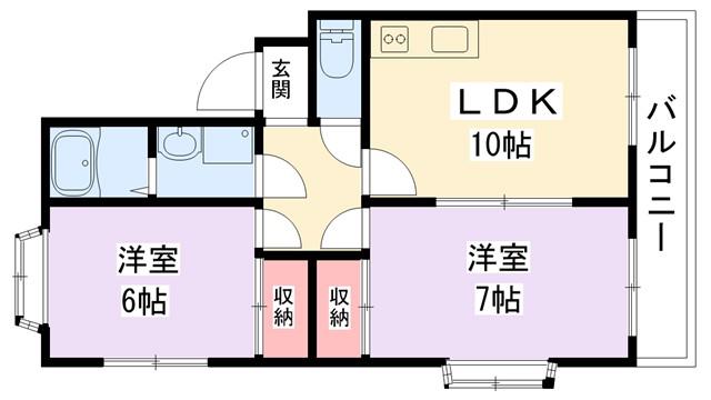 プライム高柳(2LDK/2階)の間取り写真
