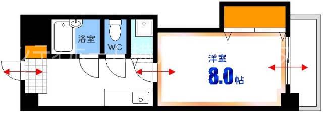 ヴェルマーレ中広(1DK/6階)の間取り写真