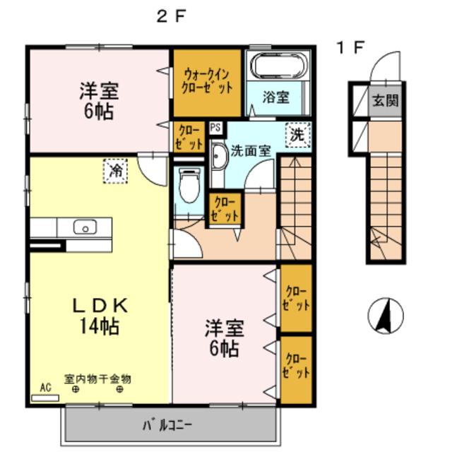 コンフォート III(2LDK/2階)の間取り写真