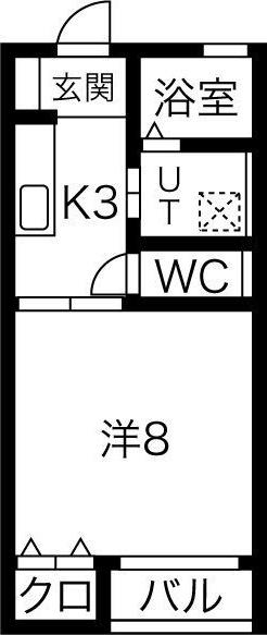 エクセランI棟(1K/1階)の間取り写真