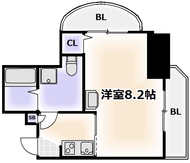 BLUEBEE田辺駅前(1K/3階)の間取り写真