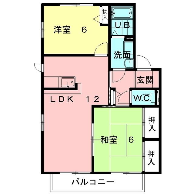 パルス・アイII(2LDK/2階)の間取り写真