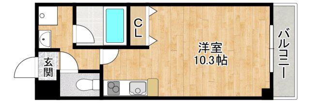 ラクレール(1K/4階)の間取り写真