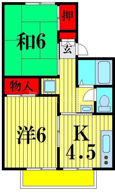 パレーシャル南柏II(2K/2階)の間取り写真