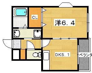 ピコットV(1DK/5階)の間取り写真
