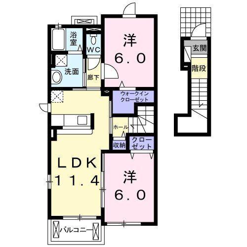 グランジェ (2LDK/2階)の間取り写真