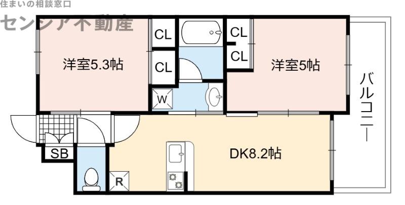 エステムプラザ大阪城パークフロント(2DK/12階)の間取り写真