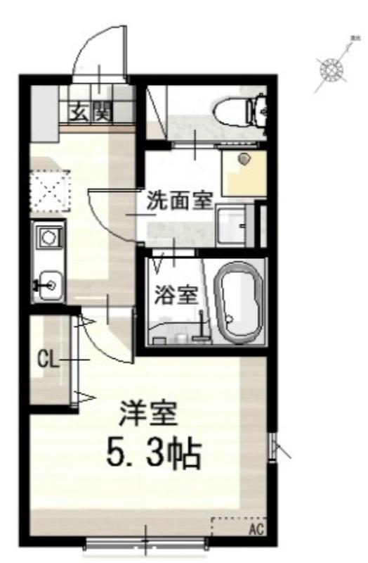 エスポワール(1K/2階)の間取り写真