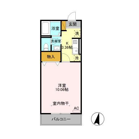 ロイヤルパレス春日山(1K/2階)の間取り写真