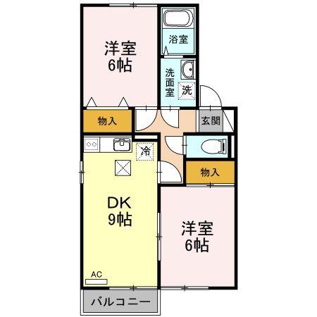 サンライズ・タカ A(2DK/1階)の間取り写真